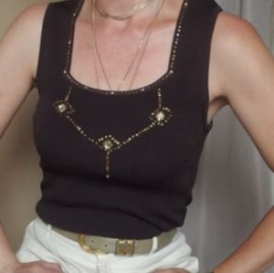 Belldini Tank Top Ribbed Embellished Cami